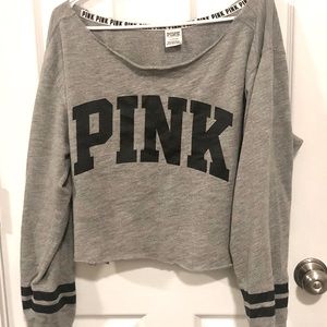 PINK  off the shoulder crop sweatshirt